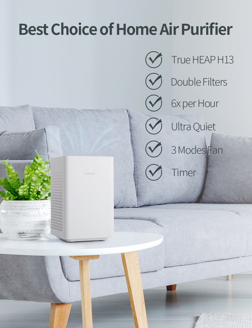 Kalado KCA02 Air Purifiers for Home up to 547sqft, 20dB Low Noise